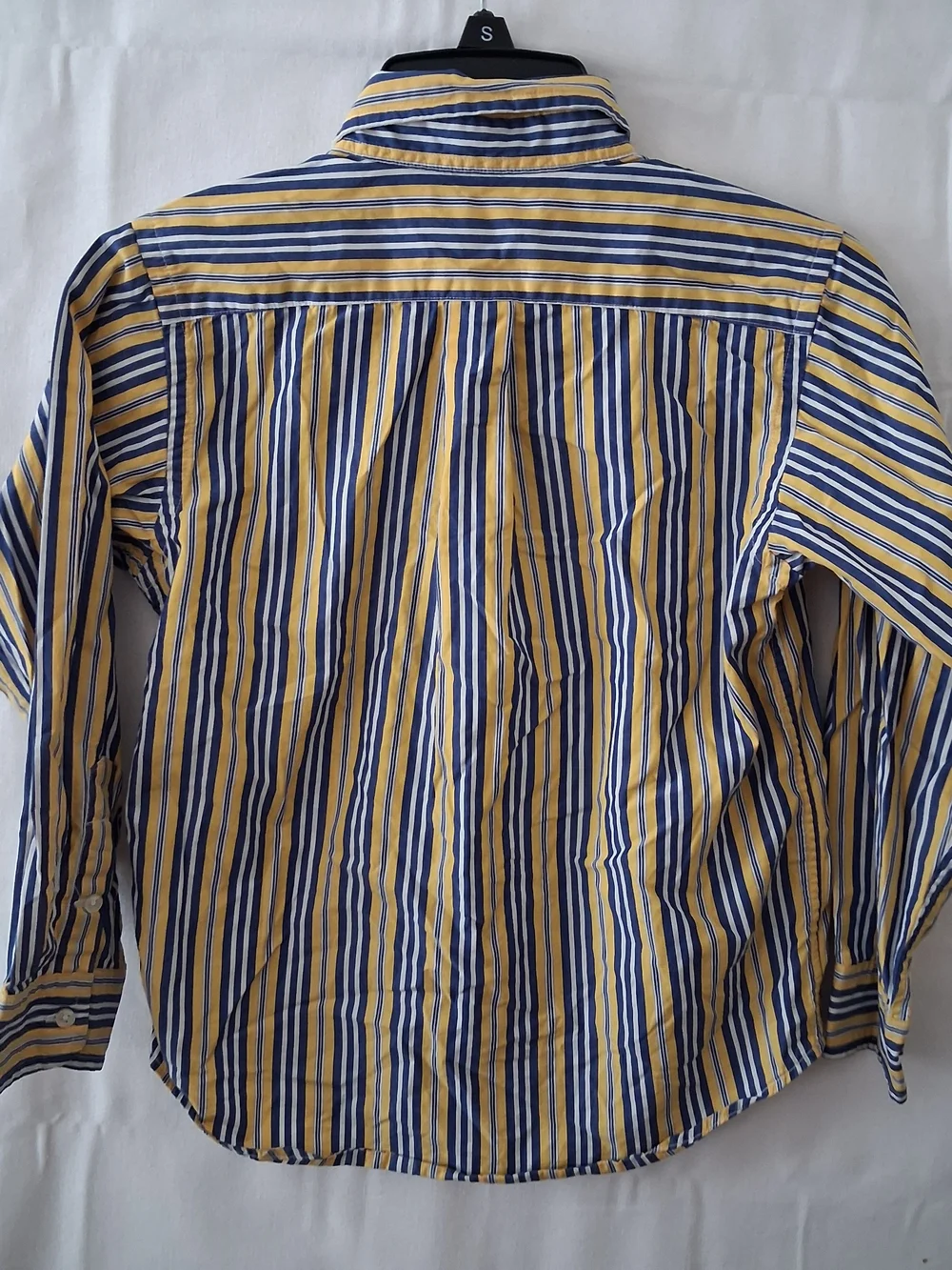 Ralph Lauren Boys Yellow Blue White Striped Button Down Shirt Size 6 Cotton